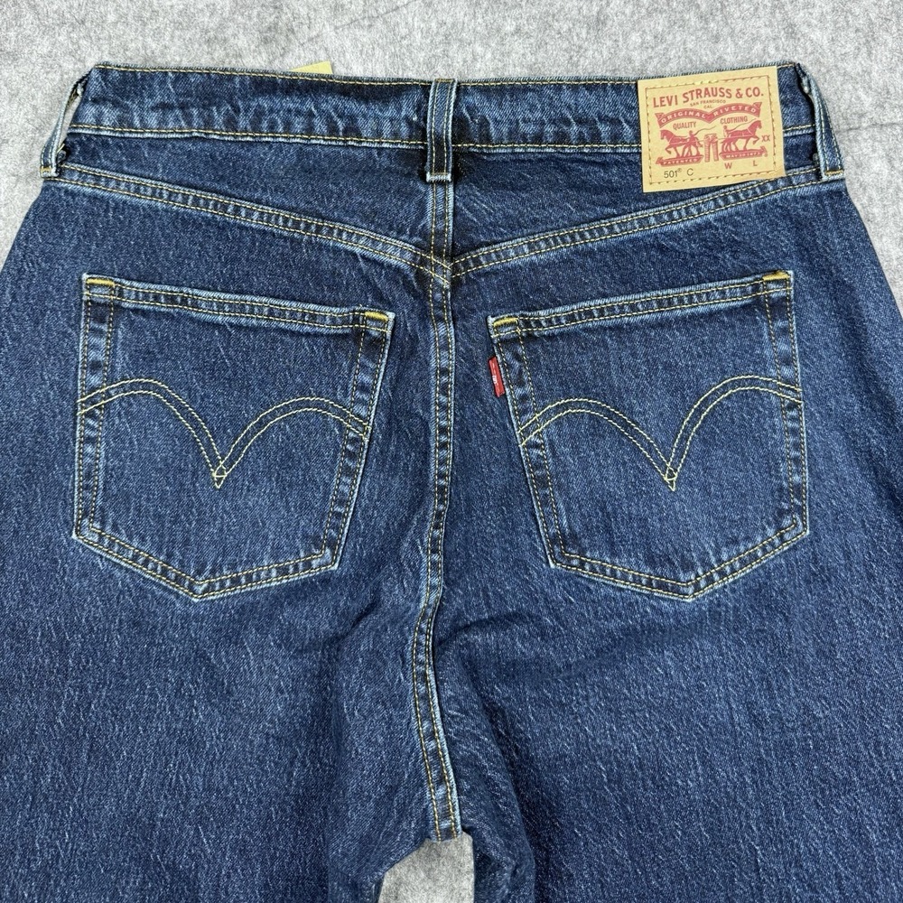 Levis 501 Curve NWT Jeans Womens 31 Dark Wash Straight High Rise Stretch Denim - Picture 12 of 13